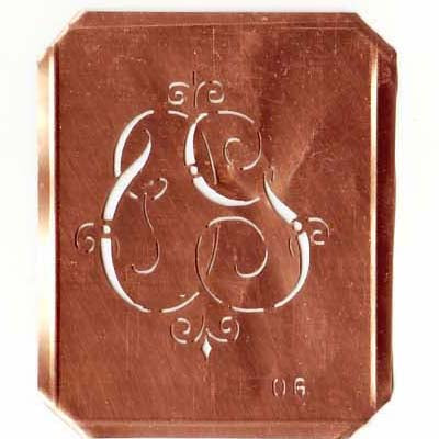 OG - Schöne alte, verschlungene Monogramm Schablone