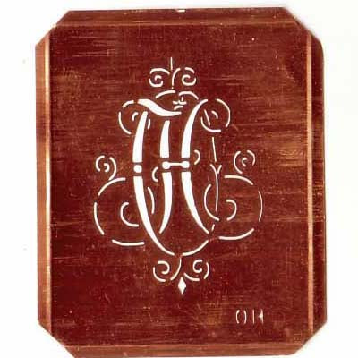 OH - Schöne alte, verschlungene Monogramm Schablone