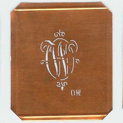 OW - Kupferschablone mit kleinem verschlungenem Monogramm