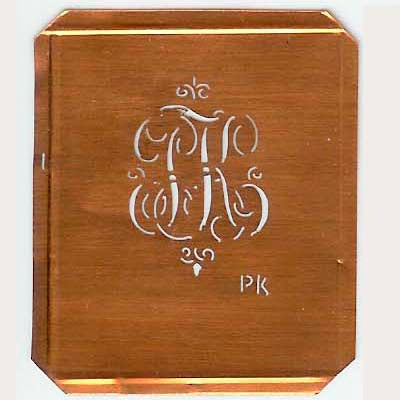 PK - Kupferschablone mit kleinem verschlungenem Monogramm