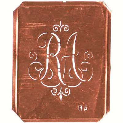 RA - Schöne alte, verschlungene Monogramm Schablone