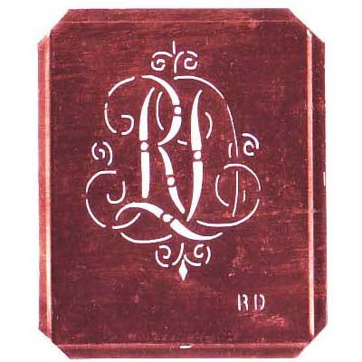 RD - Schöne alte, verschlungene Monogramm Schablone