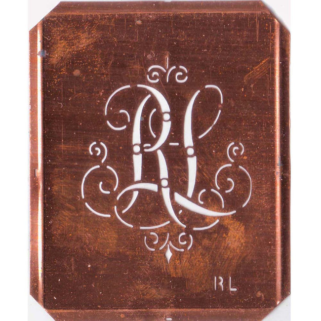 RL - Schöne alte, verschlungene Monogramm Schablone