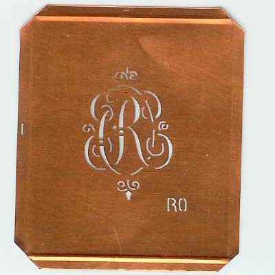 RO - Kupferschablone mit kleinem verschlungenem Monogramm