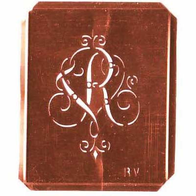 RV - Schöne alte, verschlungene Monogramm Schablone