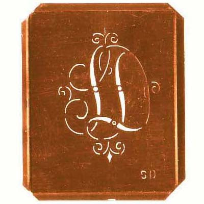 SD - Schöne alte, verschlungene Monogramm Schablone