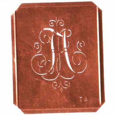 TA - Schöne alte, verschlungene Monogramm Schablone