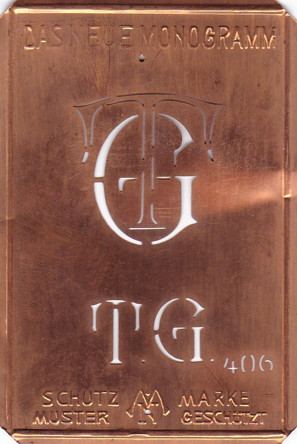 TG - Alte Jugendstil Monogrammschablone
