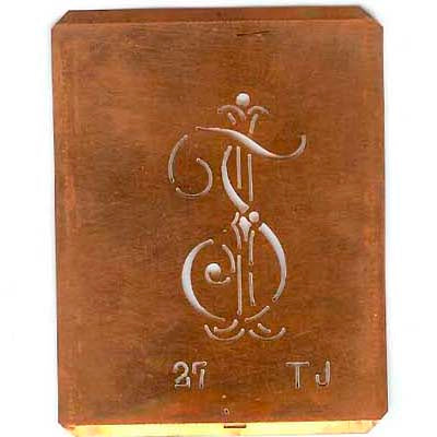 TJ - Interessante Monogramm Schablone zum Sticken