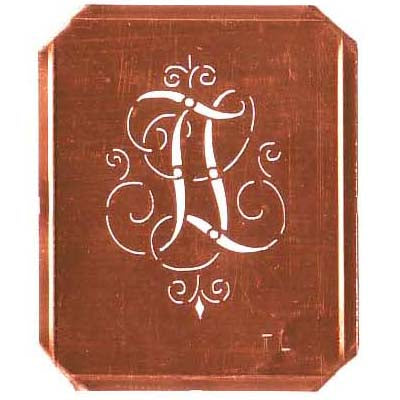 TL - Schöne alte, verschlungene Monogramm Schablone