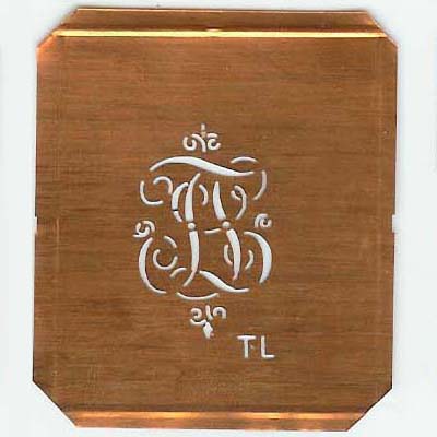 TL - Kupferschablone mit kleinem verschlungenem Monogramm