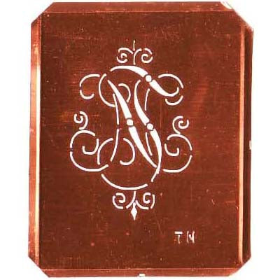 TN - Schöne alte, verschlungene Monogramm Schablone