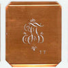 TT - Kupferschablone mit kleinem verschlungenem Monogramm