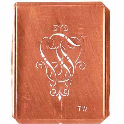 TW - Schöne alte, verschlungene Monogramm Schablone