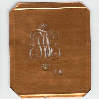 TW - Kupferschablone mit kleinem verschlungenem Monogramm