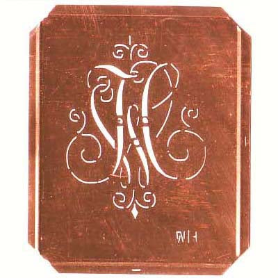 WH - Schöne alte, verschlungene Monogramm Schablone