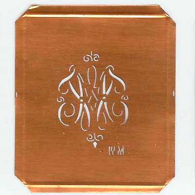 WM - Kupferschablone mit kleinem verschlungenem Monogramm
