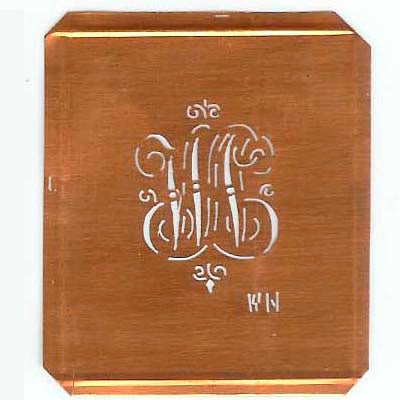 WN - Kupferschablone mit kleinem verschlungenem Monogramm