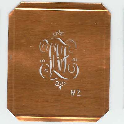WZ - Kupferschablone mit kleinem verschlungenem Monogramm