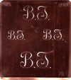 BJ - Alte Kupferschablone mit 4 Monogrammen