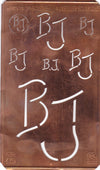 BJ - Kupferschablone mit Monogramm in 7 Größen