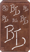 BL - Kupferschablone mit Monogramm in 7 Größen