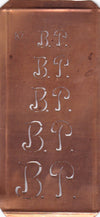 Stickschablone mit Monogramm BP in 5 Größen