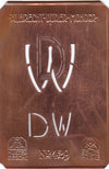 DW - Monogramm Schablone aus Kupferblech aus dem Jugendstil