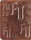 www.knopfparade.de - FU - Große Monogrammschablone mit 12 Monogrammen