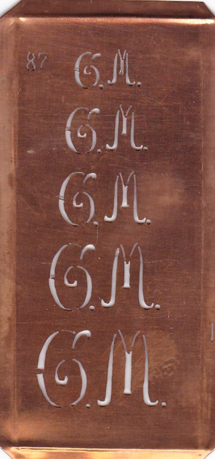 Stickschablone mit Monogramm GM in 5 Größen