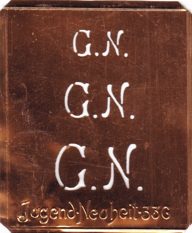 GN - Alte Monogramm Schablone - nicht nur zum Sticken