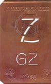 GZ - Monogramm Schablone aus Kupferblech aus dem Jugendstil