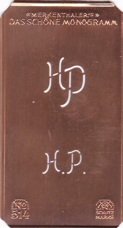  www.knopfparade.de - HP - Alte kleine Monogrammschablone zum Sticken