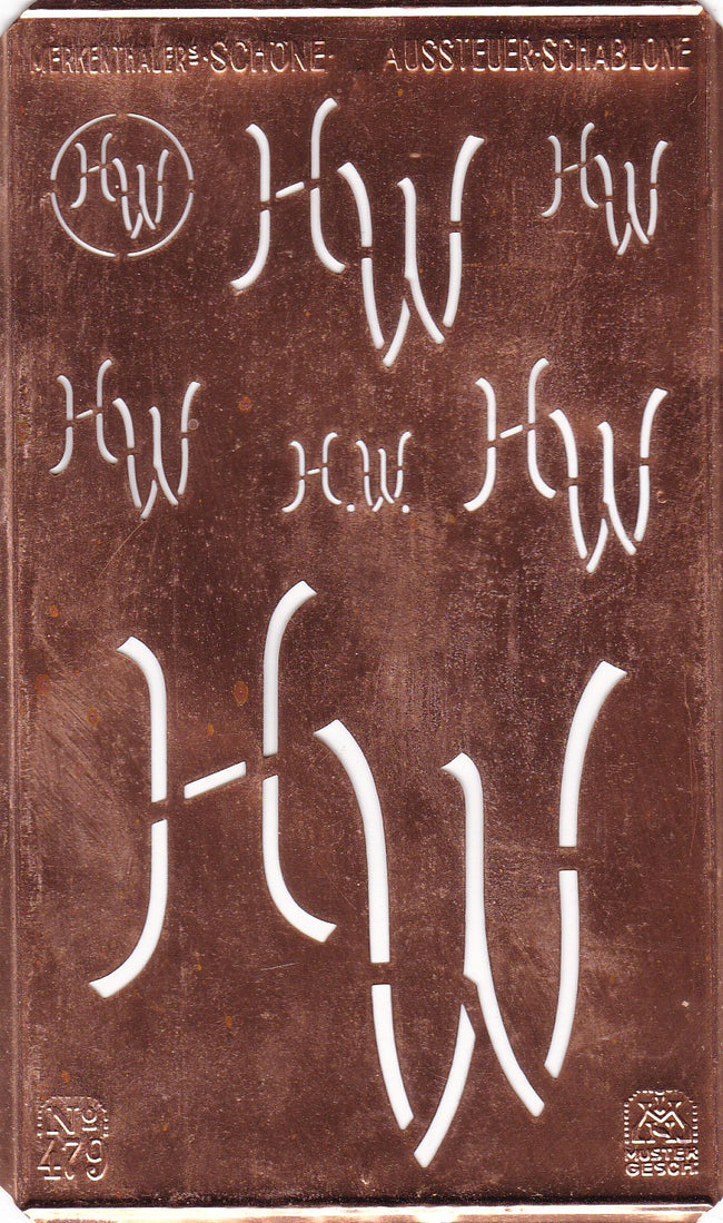 HW - Kupferschablone mit Monogramm in 7 Größen