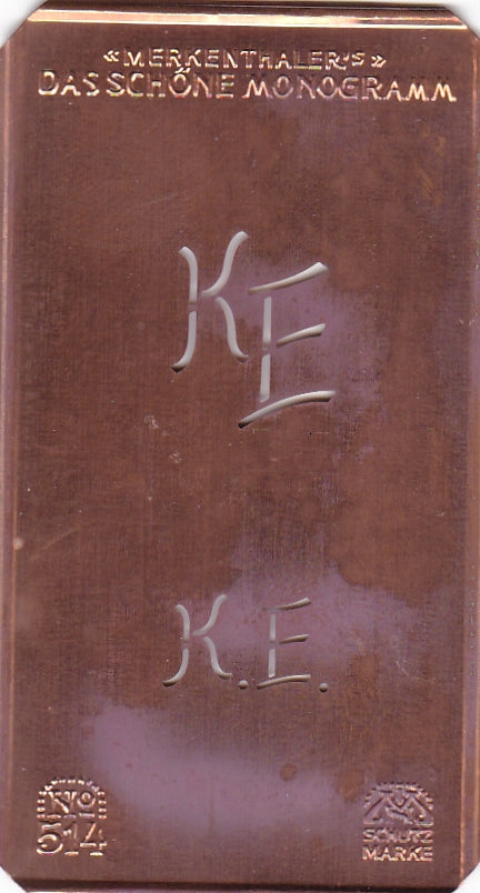  www.knopfparade.de - KE - Alte kleine Monogrammschablone zum Sticken