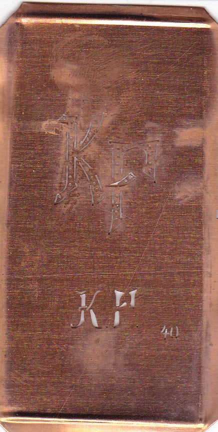 KF - Alte Monogramm Schablone zum Sticken