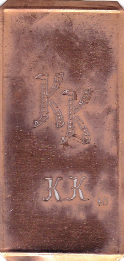 KK - Alte Monogramm Schablone zum Sticken