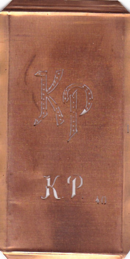 KP - Alte Monogramm Schablone zum Sticken