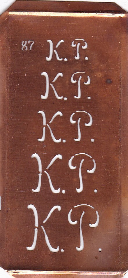 Stickschablone mit Monogramm KP in 5 Größen