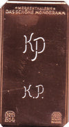  www.knopfparade.de - KP - Alte kleine Monogrammschablone zum Sticken