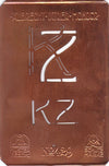 KZ - Monogramm Schablone aus Kupferblech aus dem Jugendstil