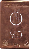 MO - Monogramm Schablone aus Kupferblech aus dem Jugendstil