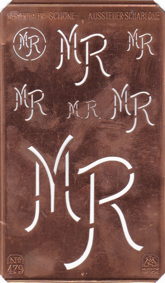 MR - Kupferschablone mit Monogramm in 7 Größen