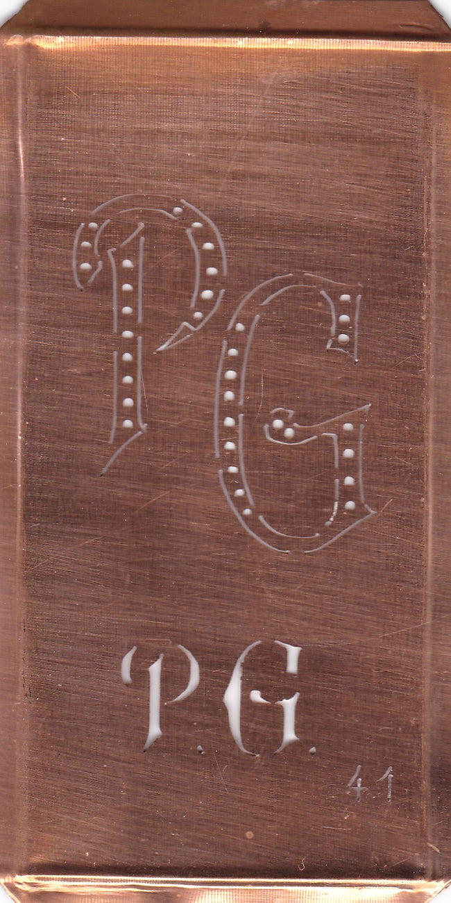 PG - Alte Monogramm Schablone zum Sticken