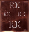 RK - Alte Kupferschablone mit 4 Monogrammen