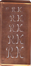 Stickschablone mit Monogramm RK in 5 Größen