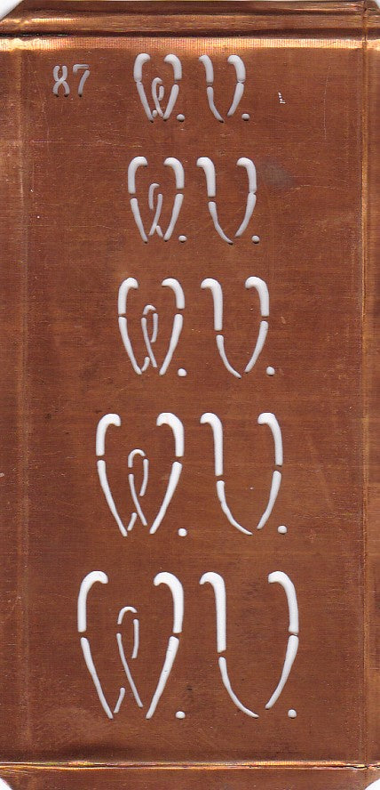 Stickschablone mit Monogramm WV in 5 Größen