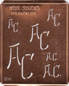 AC - Alte Kupferschablone mit Monogrammen in 6 Größen