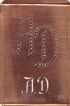 AD - Interessante alte Kupfer-Schablone zum Sticken von Monogrammen