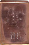 AE - Interessante alte Kupfer-Schablone zum Sticken von Monogrammen